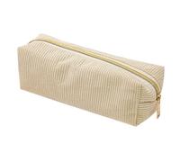 Estuche De Lápiz De Gran Capacidad De La Pluma De Pana | Bolsa De Almacenamiento De Papelería De Viaje Con Cremallera Suave Para Soberana Notas Pegatinas Marcador Eraser College Office Back, crema