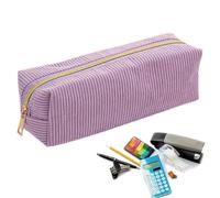 Estuche De Lápiz De Gran Capacidad De La Pluma De Pana | Bolsa De Almacenamiento De Papelería De Viaje Con Cremallera Suave Para Soberana Notas Pegatinas Marcador Eraser College Office Back, púrpura