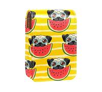 Estuche de lápiz labial personalizado, bolsa de maquillaje portátil, bolsa de cosméticos, soporte para lápiz labial, organizador de maquillaje, lindo patrón de sandía de carlino, Varios colores, 9.5x2x7 cm/3.7x0.8x2.7 in