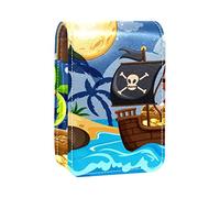 Estuche de lápiz labial personalizado, bolsa de maquillaje portátil, bolsa de cosméticos, soporte para lápiz labial, organizador de maquillaje pirata y búsqueda del tesoro, Varios colores, 9.5x2x7 cm/3.7x0.8x2.7 in