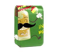 Estuche de lápiz labial personalizado, bolsa de maquillaje portátil, bolsa de cosméticos, soporte para lápiz labial, organizador de maquillaje, lindo y divertido patrón de tequila mexicano de dibujos