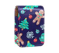 Estuche de lápiz labial personalizado, bolsa de maquillaje portátil, bolsa de cosméticos, soporte para lápiz labial, organizador de maquillaje, árbol de Navidad morado y pan de jengibre, Varios colores, 9.5x2x7 cm/3.7x0.8x2.7 in