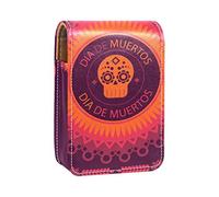 Estuche de lápiz labial personalizado, bolsa de maquillaje portátil, bolsa de cosméticos, soporte para lápiz labial, organizador de maquillaje, colorido patrón del día de los muertos 5-01, Varios colores, 9.5x2x7 cm/3.7x0.8x2.7 in