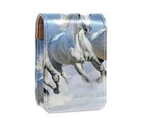 Estuche de lápiz labial personalizado, bolsa de maquillaje portátil, bolsa de cosméticos, soporte para lápiz labial, organizador de maquillaje, tres caballos blancos corriendo, Varios colores, 9.5x2x7 cm/3.7x0.8x2.7 in
