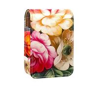 Estuche de lápiz labial personalizado, bolsa de maquillaje portátil, bolsa de cosméticos, soporte para lápiz labial, organizador de maquillaje, pintura al óleo, flor de rosa roja, Varios colores, 9.5x2x7 cm/3.7x0.8x2.7 in