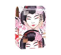 Estuche de lápiz labial personalizado portátil bolsa de maquillaje bolsa de cosméticos soporte de lápiz labial organizador de maquillaje geisha japonés hermoso, Varios colores, 9.5x2x7 cm/3.7x0.8x2.7 in