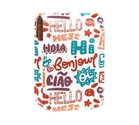 Estuche de lápiz labial personalizado portátil bolsa de maquillaje bolsa de cosméticos soporte de lápiz labial organizador de maquillaje Hello Different Language, Varios colores, 9.5x2x7 cm/3.7x0.8x2.7 in