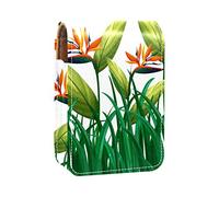 Estuche de lápiz labial personalizado portátil bolsa de maquillaje bolsa de cosméticos soporte de lápiz labial organizador de maquillaje muchas flores de pájaro del paraíso en el arbusto, Varios colores, 9.5x2x7 cm/3.7x0.8x2.7 in