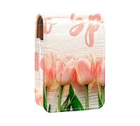 Estuche de lápiz labial personalizado portátil bolsa de maquillaje bolsa de cosméticos soporte lápiz labial organizador de maquillaje Hello Spring Tulip Flower, Varios colores, 9.5x2x7 cm/3.7x0.8x2.7 in