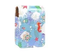 Estuche de lápiz labial personalizado portátil bolsa de maquillaje bolsa de cosméticos soporte lápiz labial organizador de maquillaje vida marina tortuga estrella de mar caracola, caballo de mar, Varios colores, 9.5x2x7 cm/3.7x0.8x2.7 in