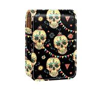Estuche de lápiz labial personalizado portátil bolsa de maquillaje bolsa de cosméticos soporte lápiz labial organizador de maquillaje boho cabeza de calavera muerta, Varios colores, 9.5x2x7 cm/3.7x0.8x2.7 in