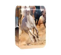 Estuche de lápiz labial personalizado portátil bolsa de maquillaje bolsa de cosméticos soporte lápiz labial organizador de maquillaje caballos corriendo, Varios colores, 9.5x2x7 cm/3.7x0.8x2.7 in
