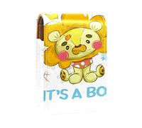 Estuche de lápiz labial personalizado portátil bolsa de maquillaje bolsa de cosméticos soporte lápiz labial organizador de maquillaje lindo bebé peluche león It's a Boy, Varios colores, 9.5x2x7 cm/3.7x0.8x2.7 in