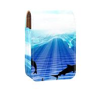 Estuche de lápiz labial personalizado portátil bolsa de maquillaje bolsa de cosméticos soporte lápiz labial organizador de maquillaje delfines saltando, Varios colores, 9.5x2x7 cm/3.7x0.8x2.7 in