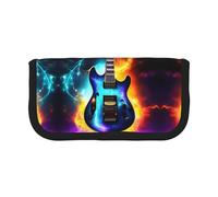 Estuche de lona con diseño de guitarra eléctrica mágica, almacenamiento organizado para viajes y uso diario, estuche de maquillaje