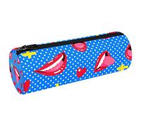 Estuche de lona con diseño de labios Bad Girl para lápices, monedero, bolsa de maquillaje para estudiantes, papelería, escuela, oficina, almacenamiento, Multi#02, 20x6.3cm/7.9x2.5in, Estuches para lápices