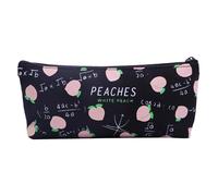 Estuche de lona con estampado de melocotón para niñas, bonito estuche para bolígrafos con patrón de melocotón de agua, bolsa portátil de gran capacidad, bolsa de papelería de lona para regalo de