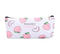 Estuche de lona con estampado de melocotón para niñas, bonito estuche para bolígrafos con patrón de melocotón de agua, bolsa portátil de gran capacidad, bolsa de papelería de lona para regalo de