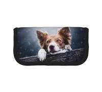 Estuche de Lona de Gran Capacidad con diseño de Border Collie, Dios Bokeh y Ojos Amarillos, Organizador para lápices y bolígrafos, para niñas.