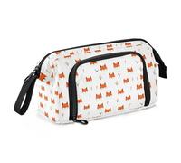 Estuche de lona de gran capacidad para lápices, bolsa de maquillaje, para oficina, universidad, escuela, niños, adolescentes, estudiantes, zorros, flores, mosaicos, Patrón de azulejos de flores de