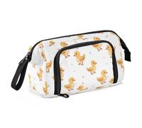 Estuche de lona de gran capacidad para lápices, bolsa de maquillaje, para oficina, universidad, escuela, niños, adolescentes, estudiantes, animales, diseño de azulejos de pato, Patrón de azulejos de