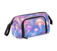 Estuche de lona de gran capacidad para lápices, bolsa de maquillaje para oficina, universidad, escuela, niños, adolescentes, estudiantes, medusas, Medusa 1, Talla única, Caricatura