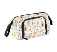 Estuche de lona de gran capacidad para lápices, bolsa de maquillaje para oficina, universidad, escuela, niños, adolescentes, estudiantes, patrón de hojas de aguacate, Patrón de hojas de flor de