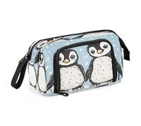 Estuche de lona para lápices de gran capacidad, bolsa de maquillaje para oficina, universidad, escuela, niños, adolescentes, estudiantes, lindos pingüinos, Pingüinos lindos, Talla única, Caricatura
