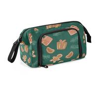 Estuche de lona para lápices de gran capacidad, bolsa de maquillaje para oficina, universidad, escuela, niños, adolescentes, estudiantes, galletas, hojas, regalo