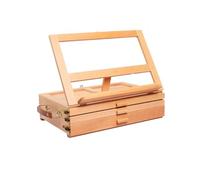 Estuche de madera Caballete de mesa madera haya ajustable, caballete profesional for pintura al óleo, caja plegable multifunción for bocetos, con cajón for viajes