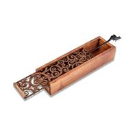 Estuche de Madera Organizador de Papelería de Escritorio, Vintage Organizador de Almacenamiento de Papelería, Hueca Caja de Madera con Tapa deslizable extraíble, Lápiz Organizador de Caja de Regalo