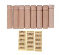 Estuche de madera para agujas, 8 unidades, soporte anti-pérdida para agujas de coser, tubo portátil pulido para guardar agujas con 3 pegatinas, para uso doméstico y en viajes
