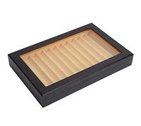 Estuche de madera para pluma estilográfica - Caja de presentación de madera para bolígrafo de 12 dígitos, con techo corredizo de vidrio translúcido Caja de regalo de almacenamiento de pluma de barniz