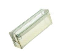 Estuche de malla con cremallera, bolsa transparente de doble capa para lápices, bolsa de maquillaje portátil de viaje, organizador de bolígrafos, bolsa de almacenamiento para escuela, oficina