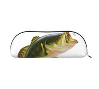Estuche de maquillaje con cebo con línea de pesca que come un pez pequeño, elegante estuche de lápices para mujer, estuche de maquillaje de viaje, dorado, talla única, Bolsa de aseo
