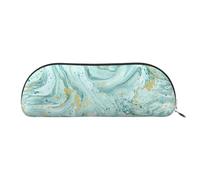 Estuche de maquillaje con diseño de estrellas atómicas, estuche de almacenamiento de viaje, estuche de aseo y estuche de lápices, Azurita Azul Cerceta y Hoja De Oro Patrón De Mármol Al óleo, talla