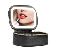 Estuche de maquillaje con espejo - Estuche de maquillaje ligero | Estuche portátil para pinceles cosméticos, 3 organizadores cosméticos de brillo ajustable para mujeres, adolescentes, viajes, tren, p