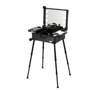 Estuche de maquillaje con espejo y luces, organizador de viaje para artistas profesionales, estación de salón de belleza de aluminio, rayas negras, Cuadros negros, 58X45X23cm