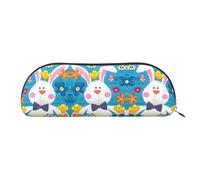 Estuche de maquillaje con estampado de primavera con texto "Happy Easter Holiday Print", estuche para lápices, elegante estuche para lápices para mujeres, bolsa de cosméticos de viaje, plateado, One