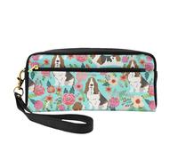 Estuche de maquillaje con estampado floral de Sweet Basset Hound para accesorios, artículos de papelería, artículos de tocador, compañero de viaje