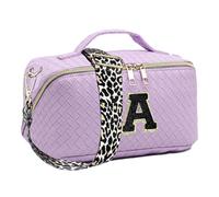 Estuche de Maquillaje con Letra Inicial, Bolsa de Maquillaje con Letras de Chenilla - Bolsa cosmética Impermeable de Gran Capacidad | Neceser Multiusos para mamá, Dama de, Morado, Se référer au
