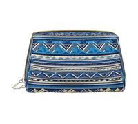 Estuche de maquillaje de cuero con estampado de estrellas brillantes azules, pequeño estuche de maquillaje para bolso, bolsa de cosméticos, bolsa de aseo para mujer, Estampado Tribal Maorí Polinesio