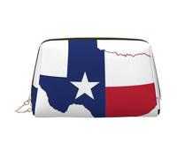 Estuche de maquillaje de mano con diseño de mapa de la bandera del estado de Texas, espacioso organizador de artículos de tocador diseñado para brochas y artículos de tocador, Gold, One Size