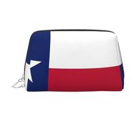 Estuche de maquillaje de mano con estampado de la bandera del estado de Texas, espacioso organizador de artículos de tocador diseñado para brochas y artículos de tocador, Silver, One Size