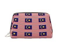 Estuche de maquillaje de mano con la bandera de Malasia, espacioso organizador de artículos de tocador diseñado para brochas y artículos de tocador, Gold, One Size