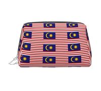 Estuche de maquillaje de mano con la bandera de Malasia, espacioso organizador de artículos de tocador diseñado para brochas y artículos de tocador, Silver, One Size