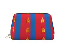 Estuche de maquillaje de mano con la bandera de Mongolia, espacioso organizador de artículos de tocador diseñado para brochas y artículos de tocador, Gold, One Size