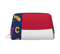 Estuche de maquillaje de mano con la bandera del estado de Carolina del Norte, espacioso organizador de artículos de tocador diseñado para brochas y artículos de tocador, Silver, One Size
