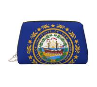 Estuche de maquillaje de mano con la bandera del estado de New Hampshire, espacioso organizador de artículos de tocador diseñado para brochas y artículos de tocador, Gold, One Size