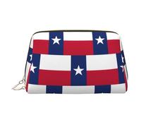 Estuche de maquillaje de mano impreso con la bandera de Texas, organizador espacioso diseñado para brochas y artículos de tocador, Gold, One Size